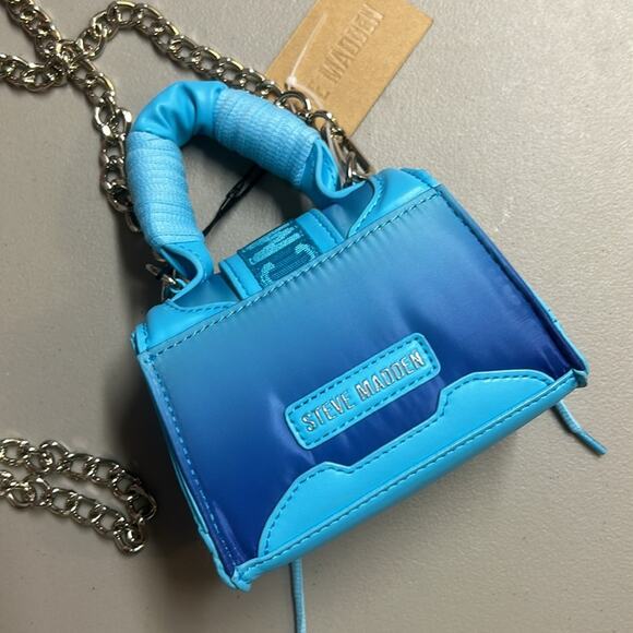 Steve Madden Purse Crossbody Turquoise Blue Flap Top Handle Bag Chain Bdoraa NWT - Picture 3 of 6